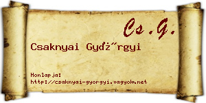 Csaknyai Györgyi névjegykártya